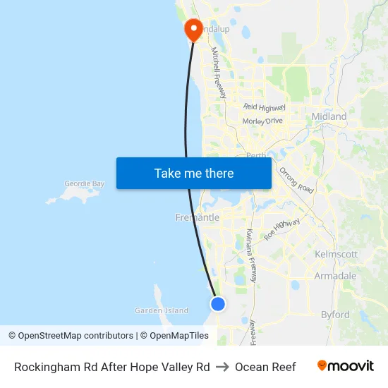 Rockingham Rd After Hope Valley Rd to Ocean Reef map