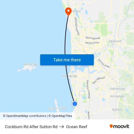 Cockburn Rd After Sutton Rd to Ocean Reef map