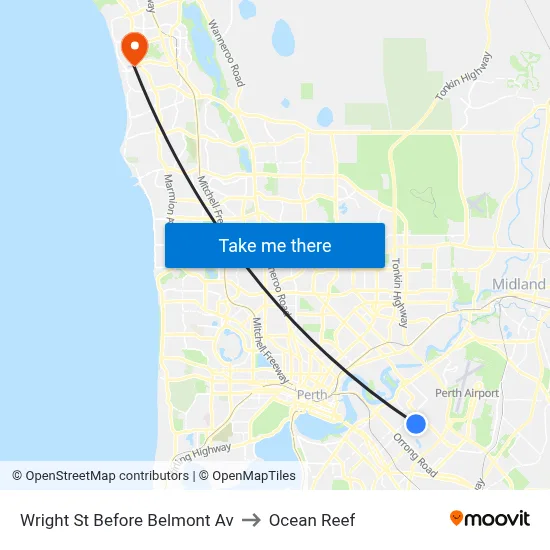 Wright St Before Belmont Av to Ocean Reef map