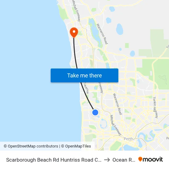 Scarborough Beach Rd Huntriss Road Cat Id 10 to Ocean Reef map