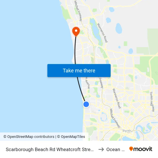 Scarborough Beach Rd Wheatcroft Street Cat Id 18 to Ocean Reef map