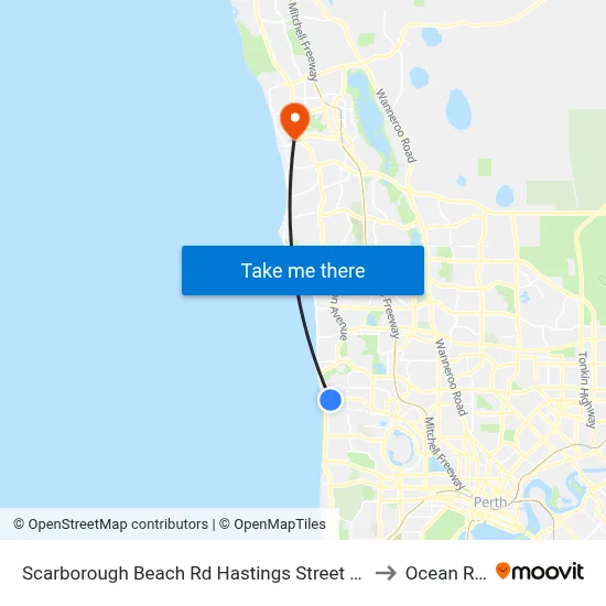 Scarborough Beach Rd Hastings Street Cat Id 19 to Ocean Reef map
