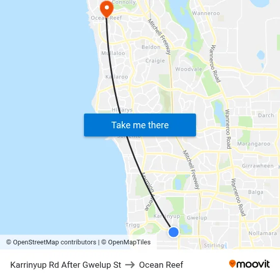 Karrinyup Rd After Gwelup St to Ocean Reef map