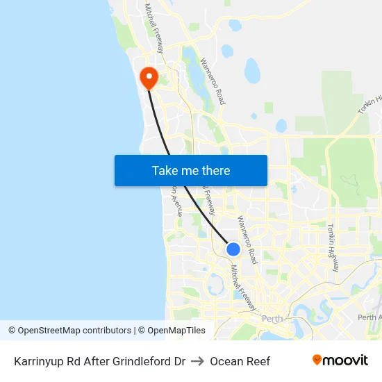 Karrinyup Rd After Grindleford Dr to Ocean Reef map