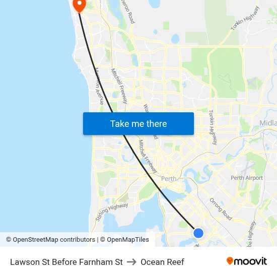Lawson St Before Farnham St to Ocean Reef map