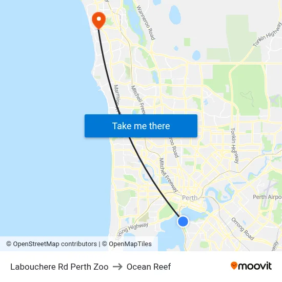 Labouchere Rd Perth Zoo to Ocean Reef map
