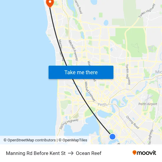 Manning Rd Before Kent St to Ocean Reef map