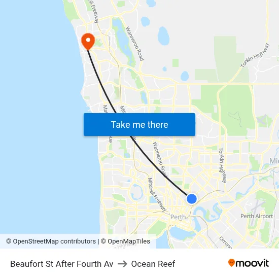 Beaufort St After Fourth Av to Ocean Reef map