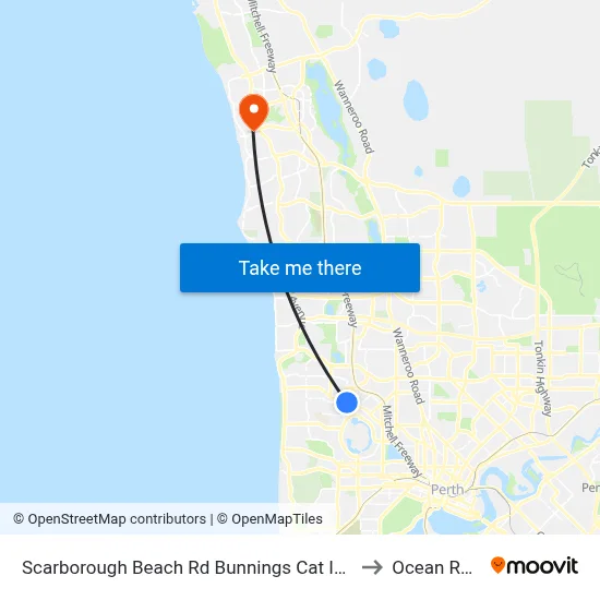 Scarborough Beach Rd Bunnings Cat Id 34 to Ocean Reef map