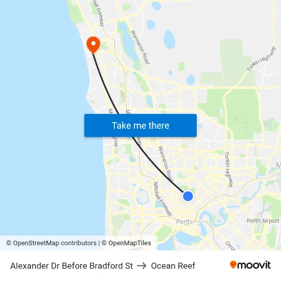 Alexander Dr Before Bradford St to Ocean Reef map