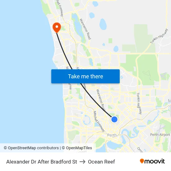 Alexander Dr After Bradford St to Ocean Reef map