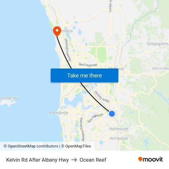Kelvin Rd After Albany Hwy to Ocean Reef map
