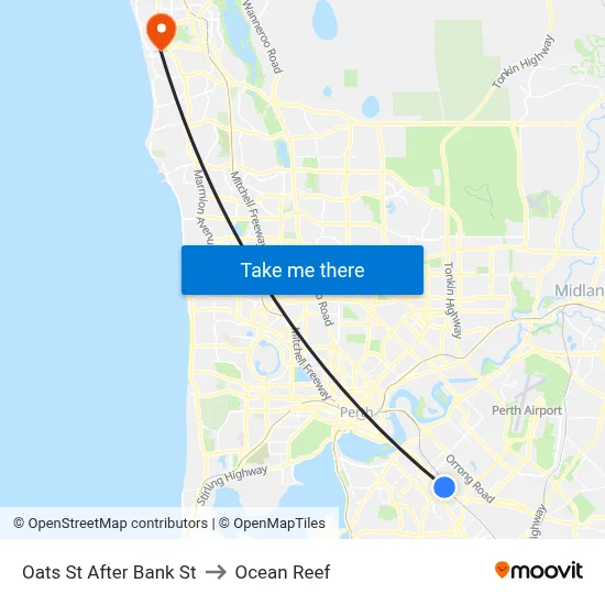 Oats St After Bank St to Ocean Reef map