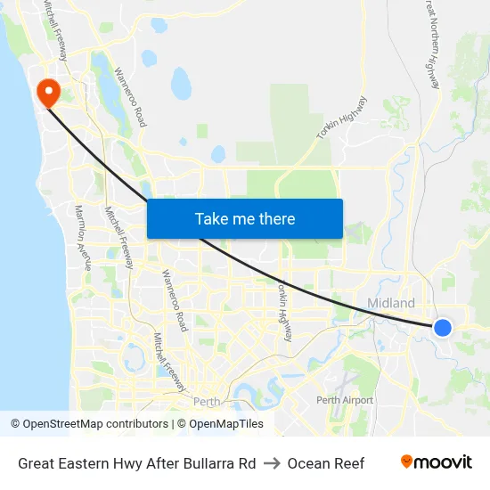 Great Eastern Hwy After Bullarra Rd to Ocean Reef map