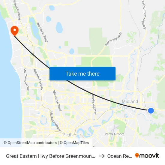 Great Eastern Hwy Before Greenmount Ri to Ocean Reef map
