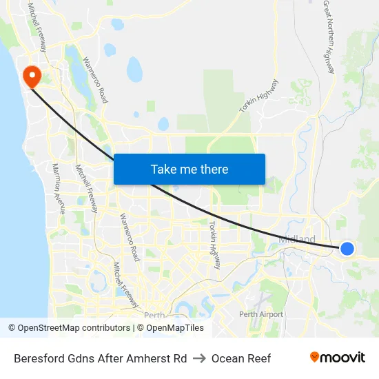Beresford Gdns After Amherst Rd to Ocean Reef map