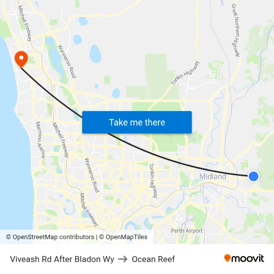Viveash Rd After Bladon Wy to Ocean Reef map
