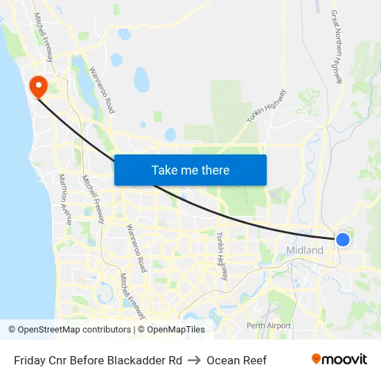 Friday Cnr Before Blackadder Rd to Ocean Reef map