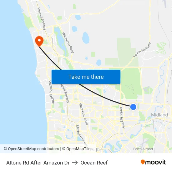 Altone Rd After Amazon Dr to Ocean Reef map