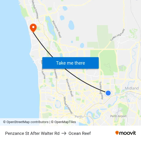 Penzance St After Walter Rd to Ocean Reef map