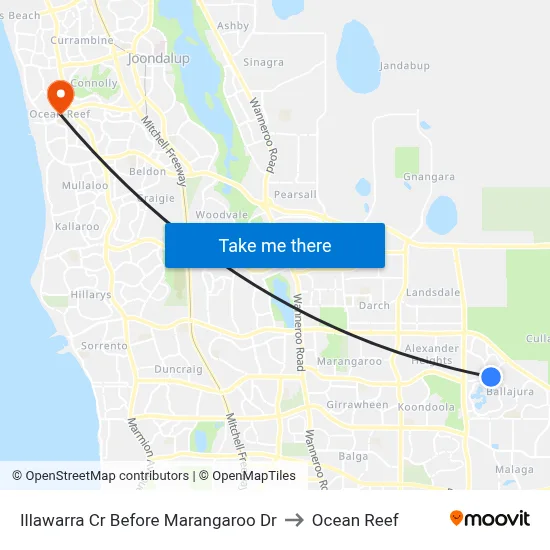Illawarra Cr Before Marangaroo Dr to Ocean Reef map