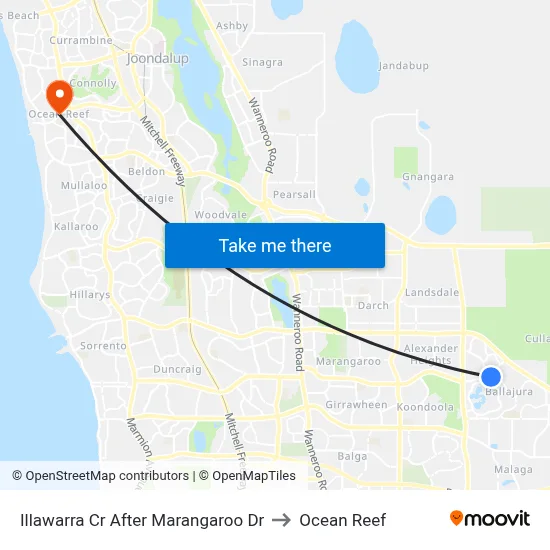 Illawarra Cr After Marangaroo Dr to Ocean Reef map