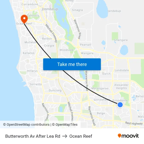 Butterworth Av After Lea Rd to Ocean Reef map