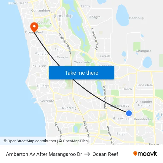 Amberton Av After Marangaroo Dr to Ocean Reef map