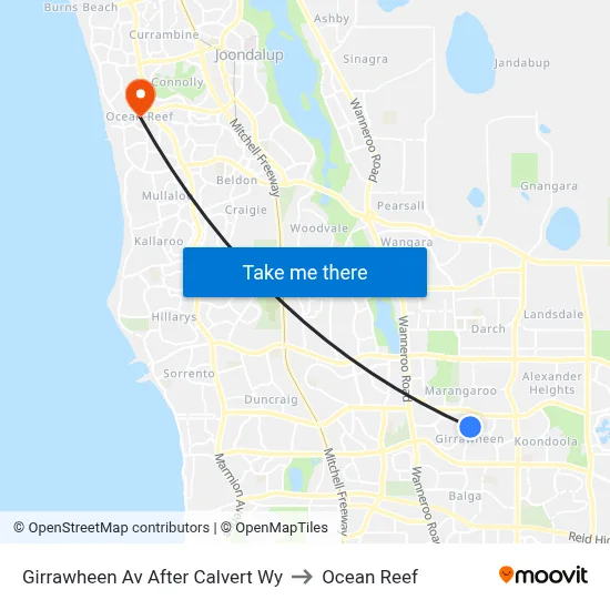 Girrawheen Av After Calvert Wy to Ocean Reef map