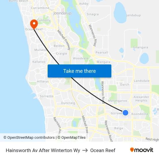 Hainsworth Av After Winterton Wy to Ocean Reef map