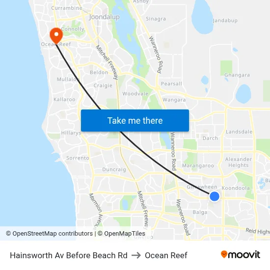 Hainsworth Av Before Beach Rd to Ocean Reef map