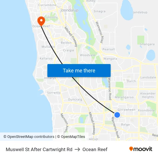 Muswell St After Cartwright Rd to Ocean Reef map
