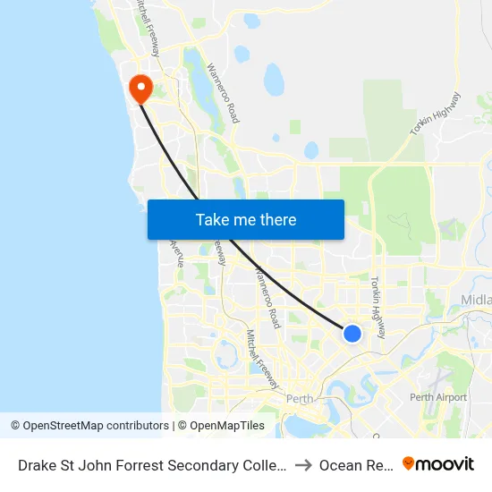 Drake St John Forrest Secondary College to Ocean Reef map