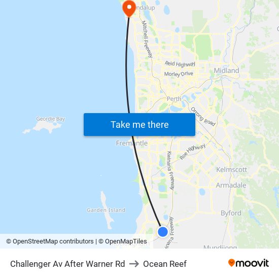 Challenger Av After Warner Rd to Ocean Reef map