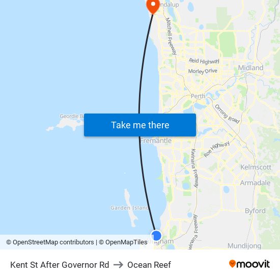 Kent St After Governor Rd to Ocean Reef map