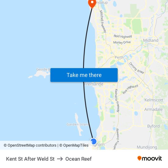 Kent St After Weld St to Ocean Reef map