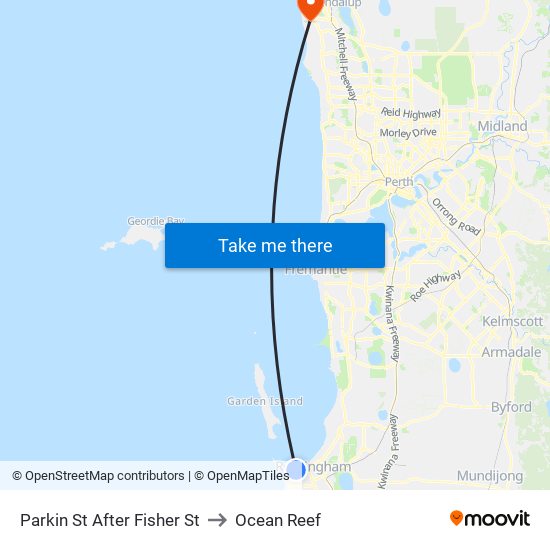 Parkin St After Fisher St to Ocean Reef map