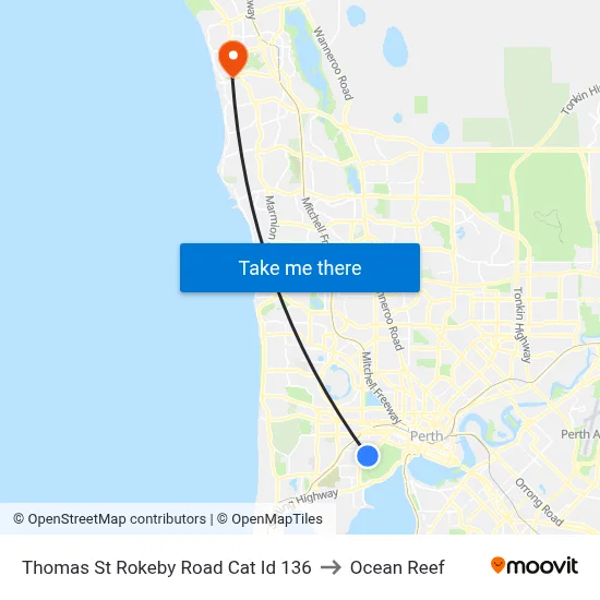 Thomas St Rokeby Road Cat Id 136 to Ocean Reef map