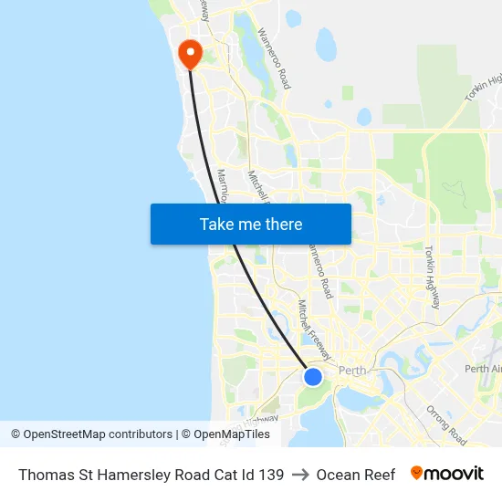 Thomas St Hamersley Road Cat Id 139 to Ocean Reef map