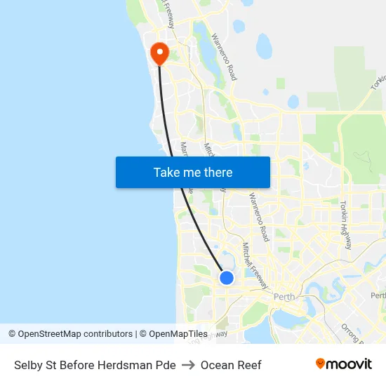 Selby St Before Herdsman Pde to Ocean Reef map
