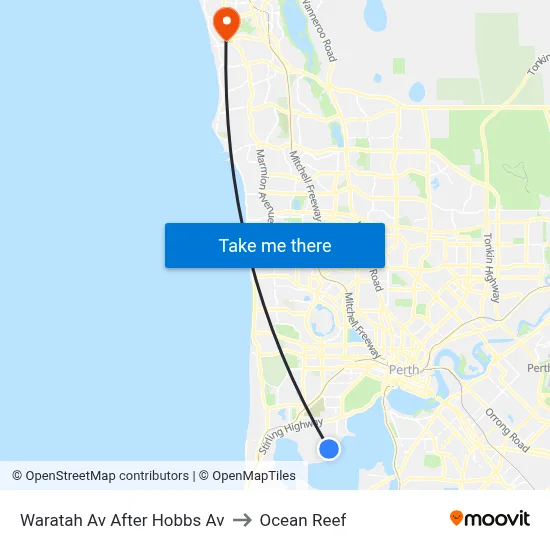 Waratah Av After Hobbs Av to Ocean Reef map