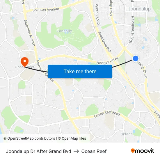 Joondalup Dr After Grand Bvd to Ocean Reef map