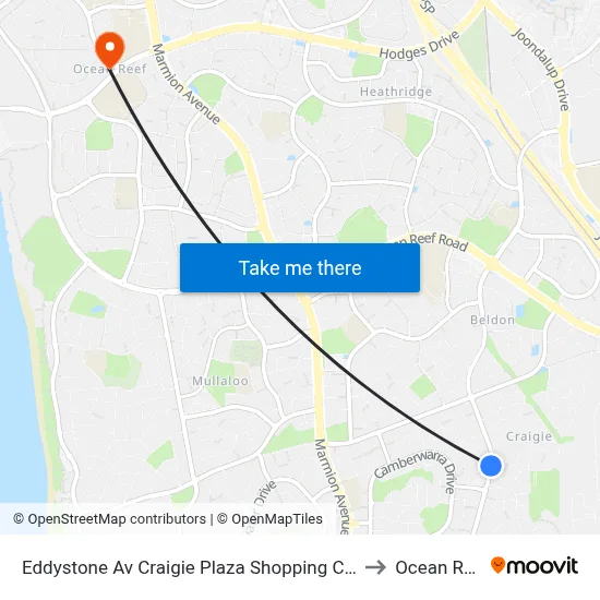 Eddystone Av Craigie Plaza Shopping Centre to Ocean Reef map