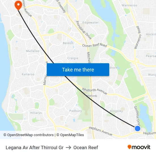 Legana Av After Thirroul Gr to Ocean Reef map