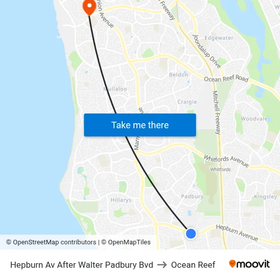 Hepburn Av After Walter Padbury Bvd to Ocean Reef map