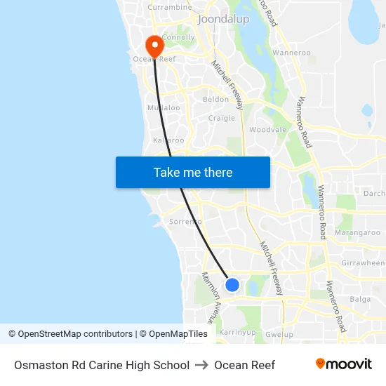 Osmaston Rd Carine High School to Ocean Reef map