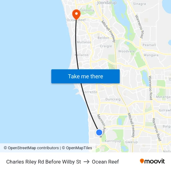 Charles Riley Rd Before Wilby St to Ocean Reef map