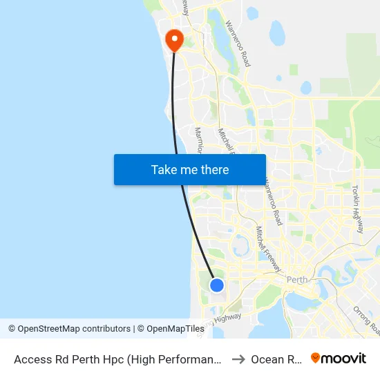 Access Rd Perth Hpc (High Performance Ctr) to Ocean Reef map