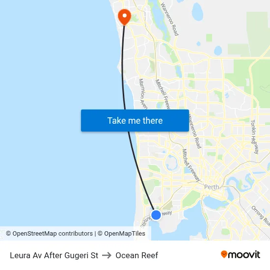 Leura Av After Gugeri St to Ocean Reef map