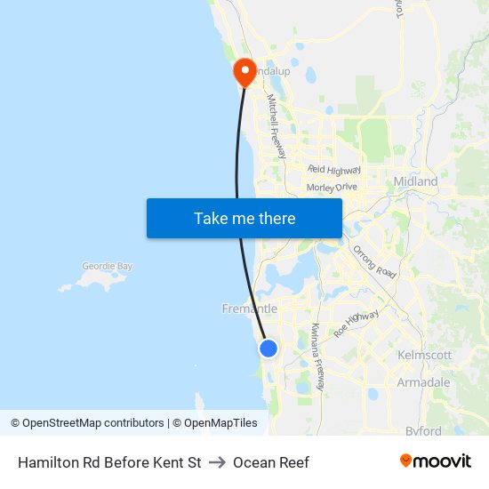 Hamilton Rd Before Kent St to Ocean Reef map